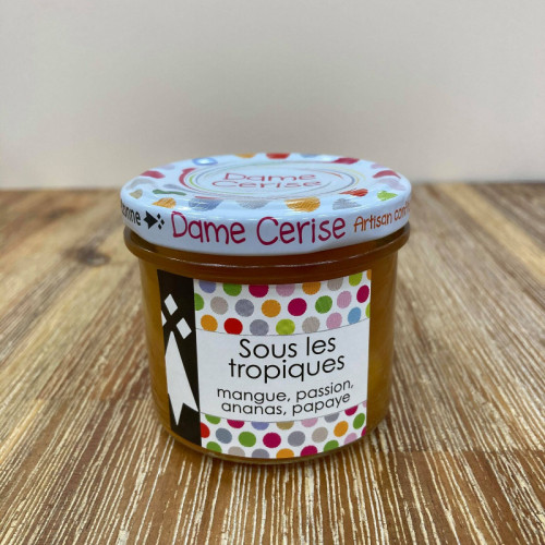 Confiture Dame Cerise, Mangue, passion, ananas et papaye